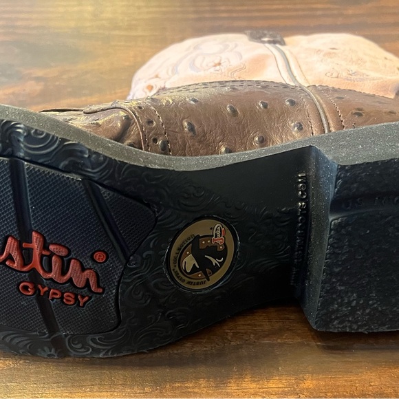 Pink and Brown Ladies Gypsy Western Boot w/ Ostrich Print (L9935) (worn once) - Picture 5 of 16